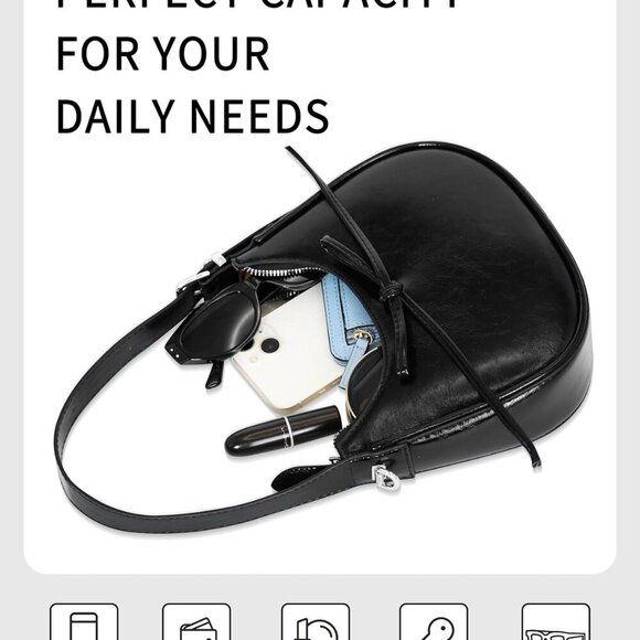 Shoulder Bag for Women - Bow Clutch Purse PU Leather, Removable Chain Crossbody - Picture 4 of 7